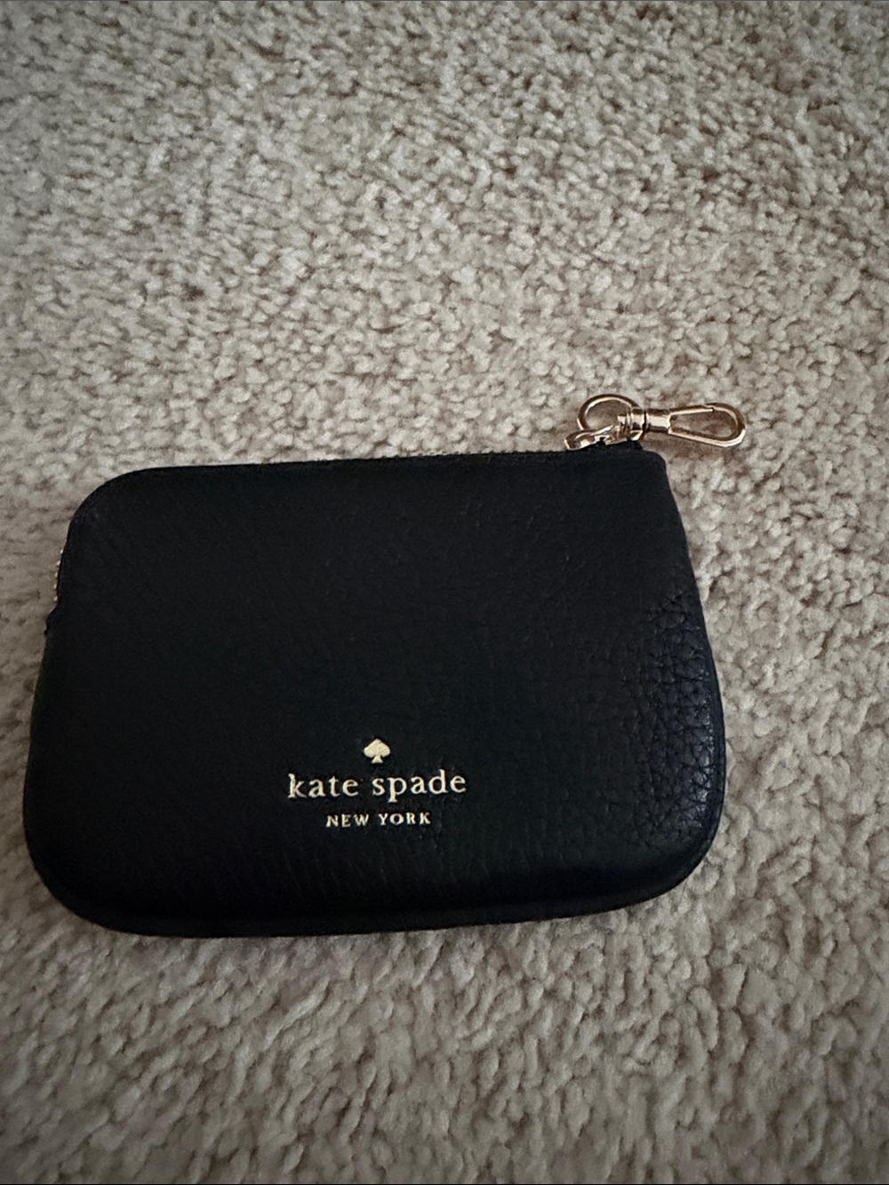 kate spade Black Leather Key & Card Holder with Gold Hardware
